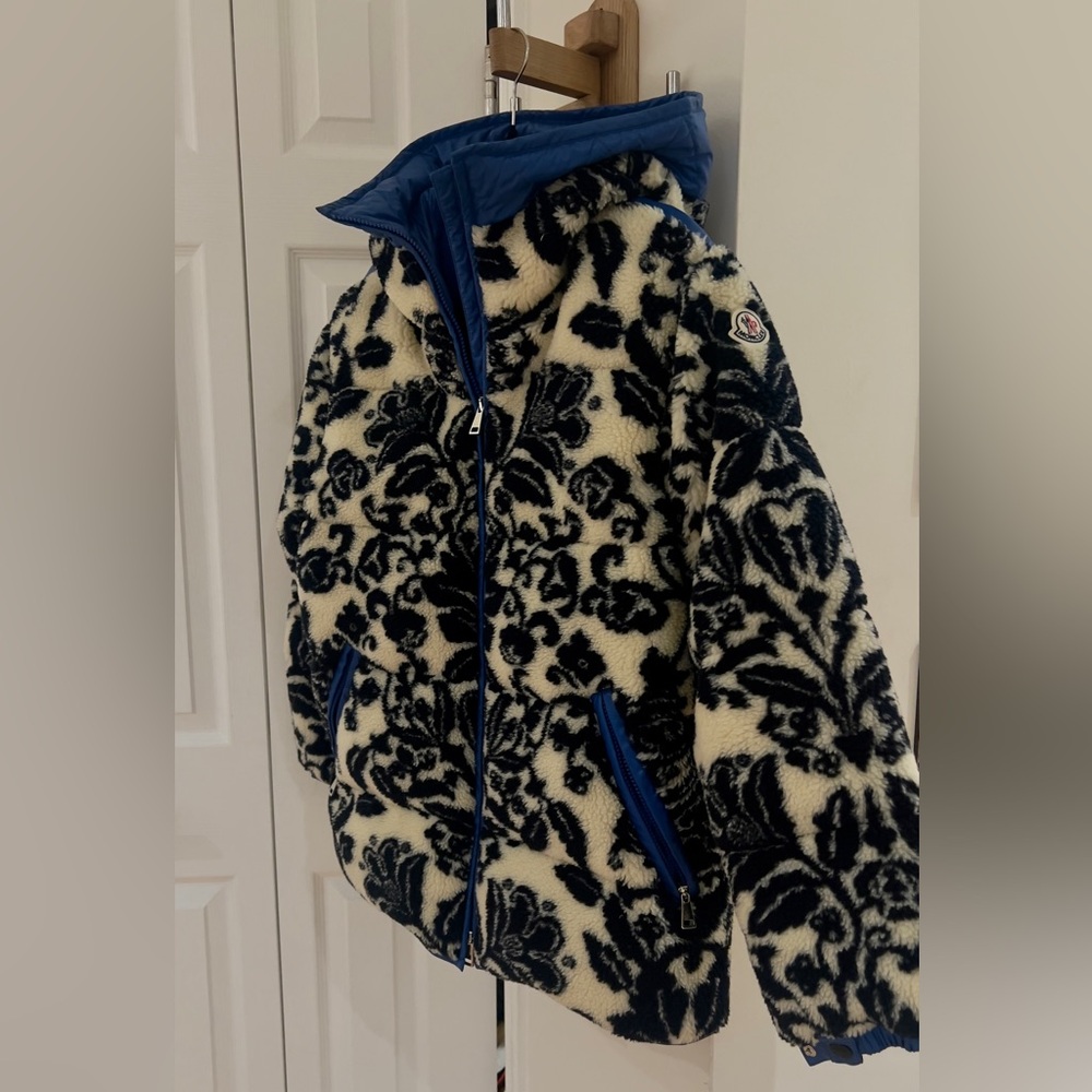 Moncler Women's Blue and Cream Teddy Puffer Jacket